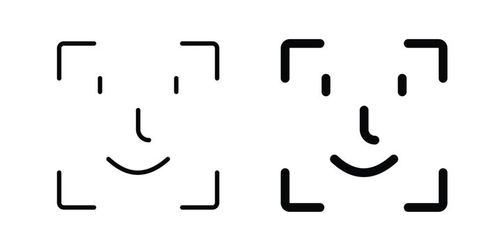 Face id icon for web and app design, design element.
