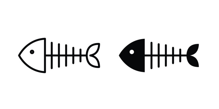 Fish bones icon for web and app design, design element.