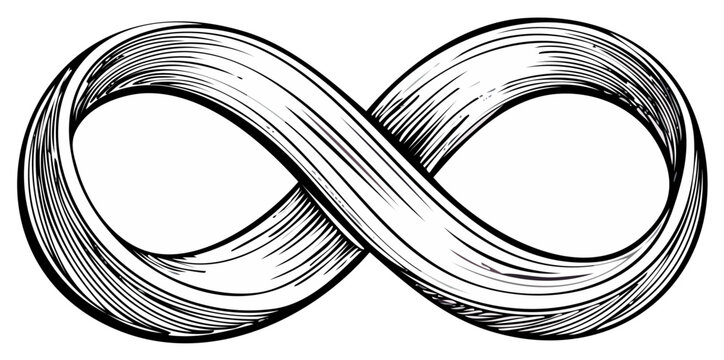 Symbol of infinity artistic drawing engraving style seamless loop endlessness mathematical concept