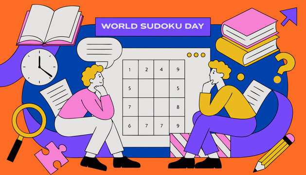 World Sudoku Day, puzzle, brain teaser, logic game, Sudoku puzzle, vector illustration