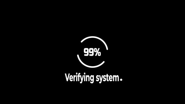 Modern circular progress loading animation with percentage indicator on White background showing digital system verifying system with done tick mark icon.4k video