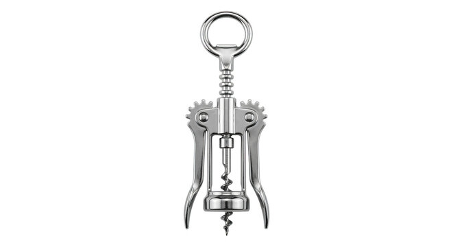 Classic metal corkscrew with a worm and lever arms for easy bottle opening
