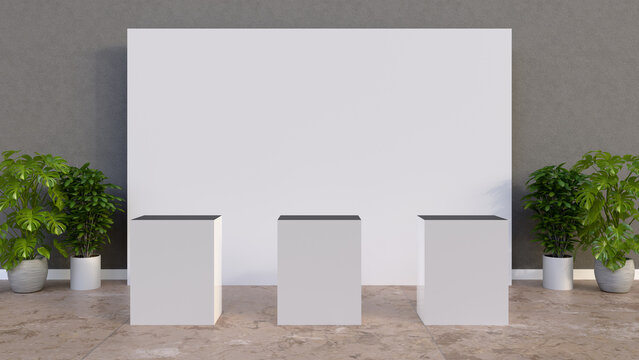 Events Registration Desk (12x8ft Backdrop , 3x2.5ft table -3x) Mockup