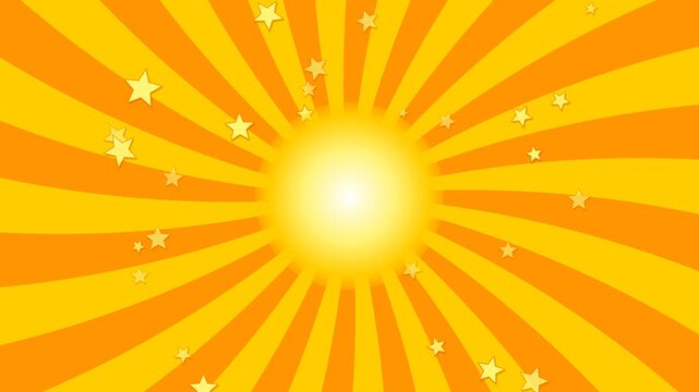 Bright Sunburst Background with Yellow Rays and Stars