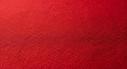 Fototapeta premium Red woven fabric texture fills the frame a close up view of the textile s detailed surface weave