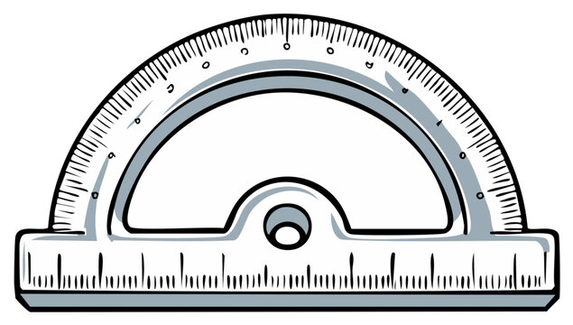 Illustrated protractor design for geometry measurements and calculations, isolated