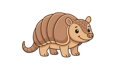 Fototapeta premium Cute Cartoon Armadillo Vector Illustration Isolated on White Background