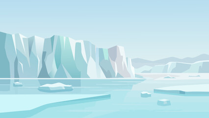Arctic Glacier Landscape Vector Background for Climate Design © Kusum