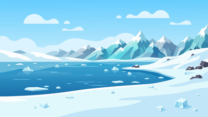 Arctic Coast Mountain Vector Background for Travel Banner © Kusum