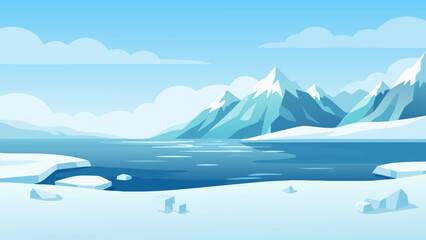 Arctic Mountain Lake Vector Background for Travel Design © Kusum