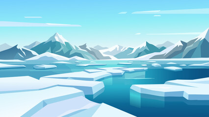 Arctic Ice Landscape Vector Background for Climate Banner © Kusum