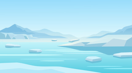 Arctic Ice Lake Vector Background for Climate Banner © Kusum