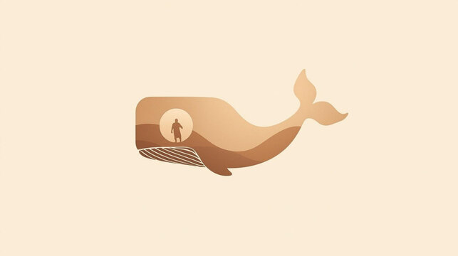 Jonah and the Great Fish &ndash; Minimalist Biblical Whale Illustration

