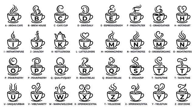 Coffee Alphabet: A to Z Icons of Coffee Drinks and Styles