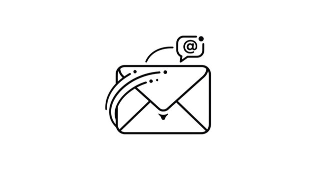 Email icon with notification bubble and flying lines
