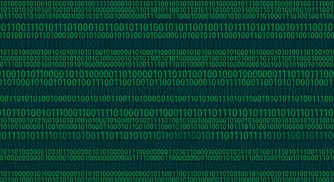 A seamless binary pattern featuring repeating sequences of ones and zeros on a dark background code digital sequence