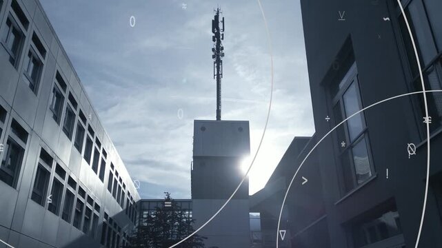 satellite dish antenna sending radio signal data for mobile phones