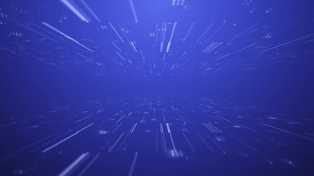 Abstract futuristic blue digital light trails and high-speed data flow background