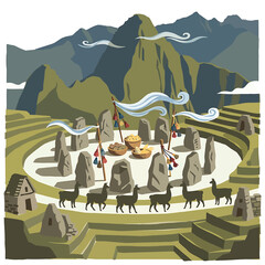 Obraz premium Machu Picchu Inca Ruins Landscape Mountains.