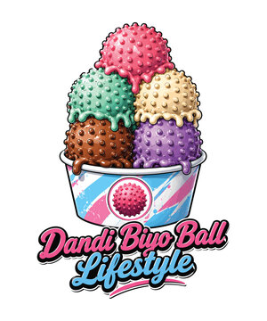 Dandi biyo ball ice cream sundae vector illustration for traditional sports and lifestyle
