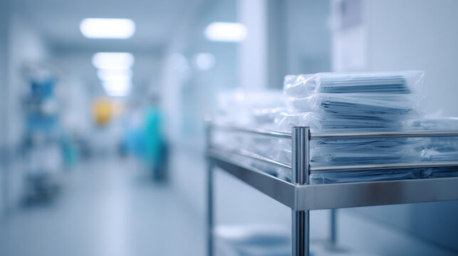 Sterile medical supplies on hospital cart