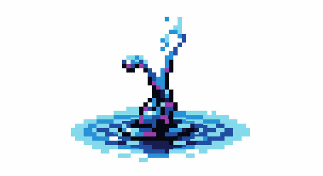 Pixel Art Water Fountain Splash Effect.