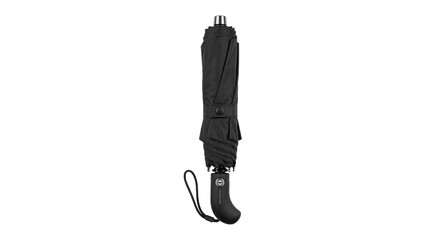 Compact black umbrella folded neatly with a wrist strap attached to the handle © Sapphire