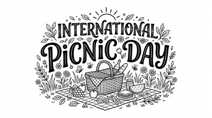 International picnic day celebration with basket