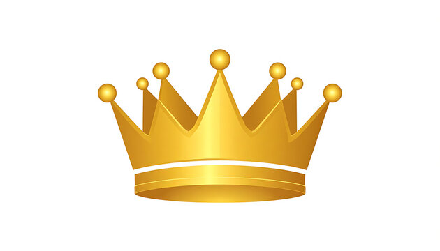 Golden crown symbol, isolated on white, representing monarchy and royalty, a symbol of power and authority