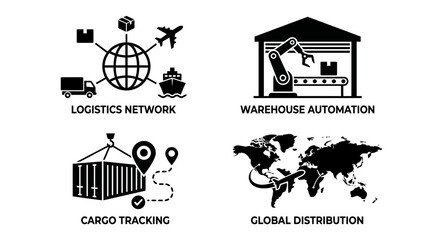 Naklejka premium Supply chain management icon pack