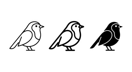 Charming Bird Icons Set, Simple Outline and Silhouette Styles, Vector Graphics for Nature and Wildlife Designs © Tania