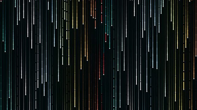 Abstract vertical lines pattern with dark background and colorful streaks