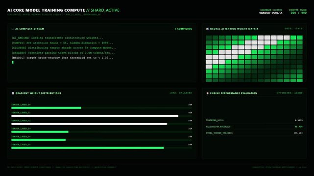 Artificial Intelligence Machine Learning Neural Network Training Dashboard Green.