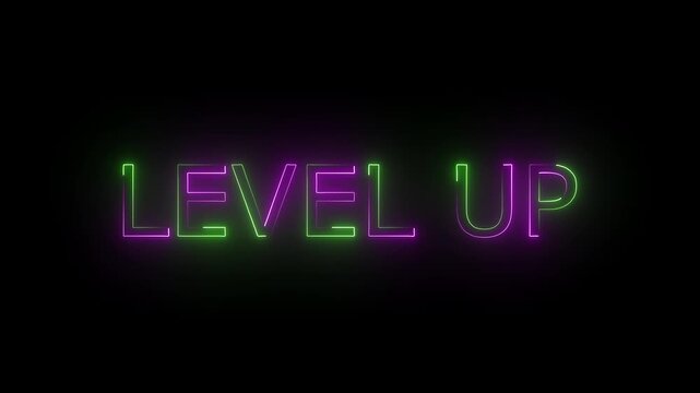 Pixel art illustration of a Level Up message depicting progress and achievement for gaming and success concepts