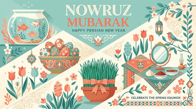 Nowruz Mubarak festive Persian New Year.