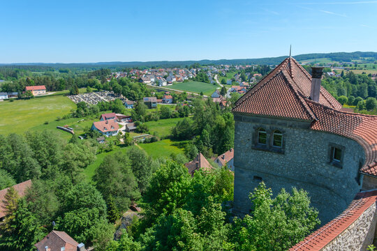 Blick von Burgen Veldenstein auf Neuhaus Pegnitz Bayern Mittelfranken N&uuml;rnberger Land