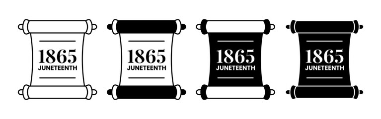 Four scrolls with 1865 Juneteenth text on white background © drawnbybert