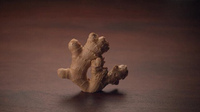fresh row organic ginger root on wooden background