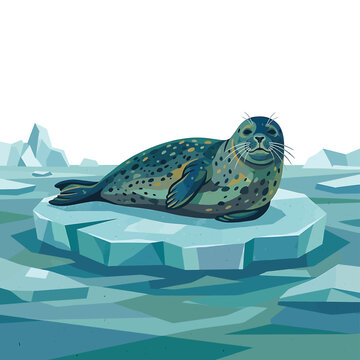 Seal resting on ice floe water 1.