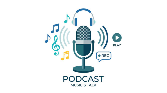 Music and Talk Studio Session with Microphone and Sound Elements