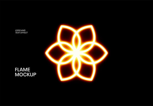 Flame Logo And Text Mockup