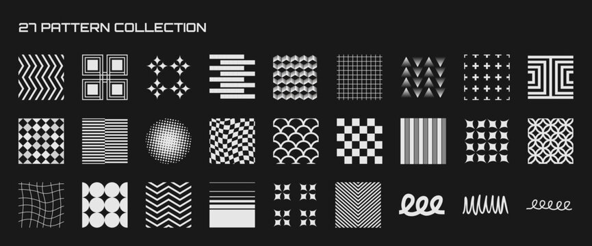 A collection of 27 different seamless patterns.