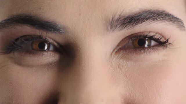 Face, eyes and woman with vision for optometry, perception and awareness for eyesight. Portrait, female person and retina with peripheral focus, iris examination and optical care for visual health