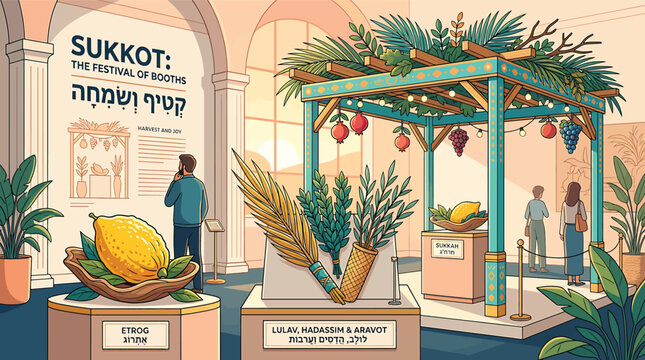 Sukkot Jewish Holiday Festival Foods Display.