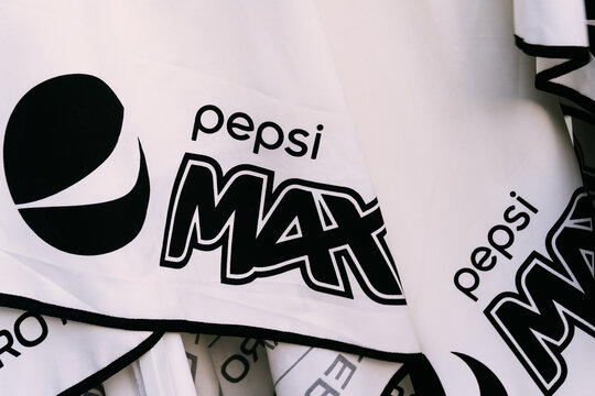 Barcelona, Spain-June 2, 2026. Pepsi max logo on white fabric