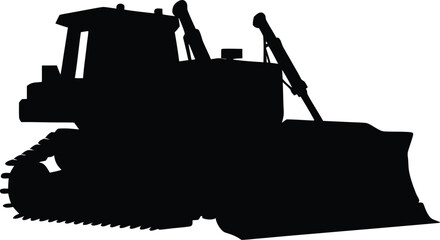 Bulldozer, construction vehicle, heavy equipment, silhouette, black © Sawmraj