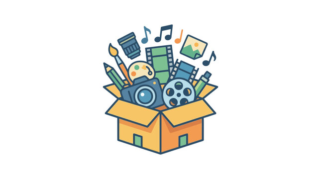 Creative Arts and Entertainment Box: Camera, Film, Music, Painting Supplies
