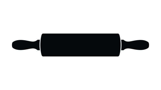 Black Rolling Pin Silhouette Against White Background A Kitchen Utensil Silhouette rollingpin