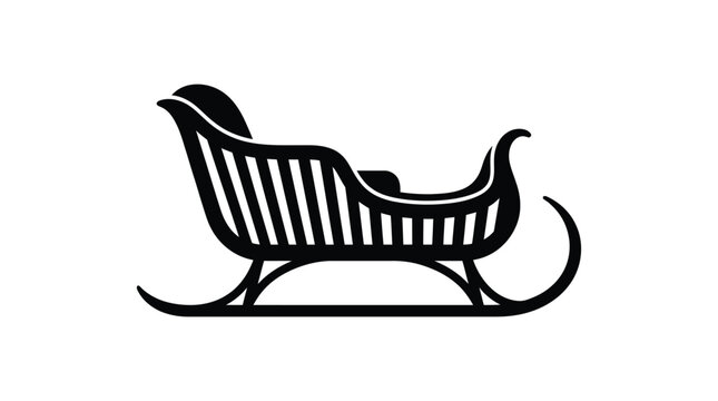 Black silhouette of a classic sleigh with curved runners and detailed backrest silhouette