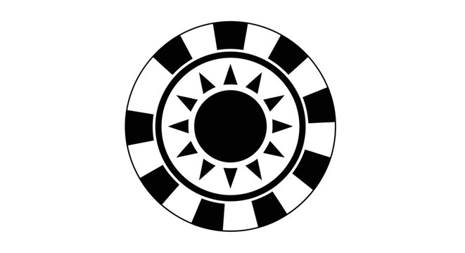 Black and white sun wheel symbol.